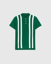 striped polo shirt with bomber-style collar at Zara